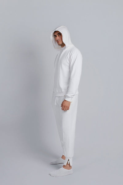 Structured crew neck hooded sweatshirt