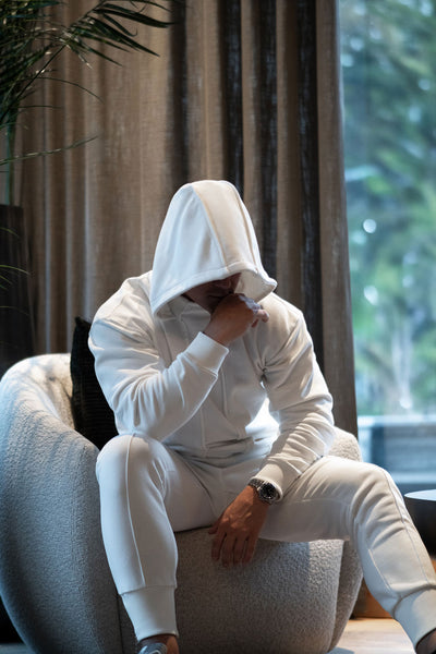 Structured crew neck hooded sweatshirt