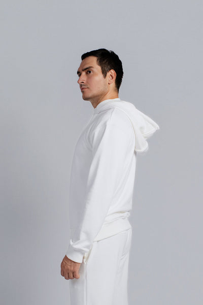 Structured crew neck hooded sweatshirt