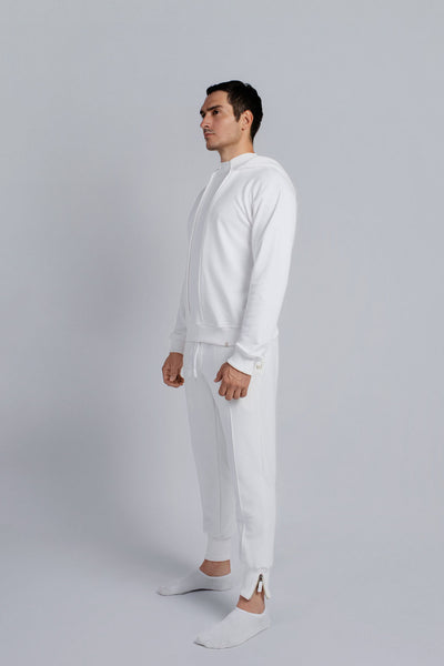 Structured crew neck hooded sweatshirt