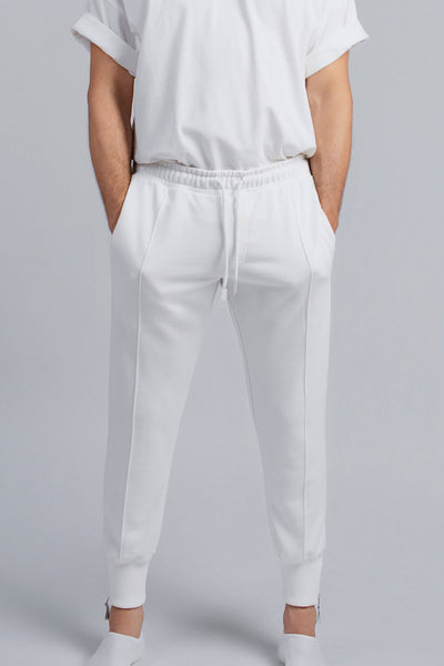 Double-knit cotton trousers with Crête detail and zipper cuffs