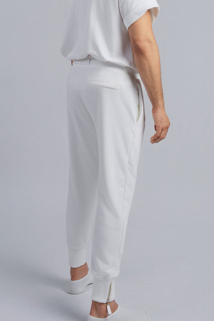 Double-knit cotton trousers with Crête detail and zipper cuffs