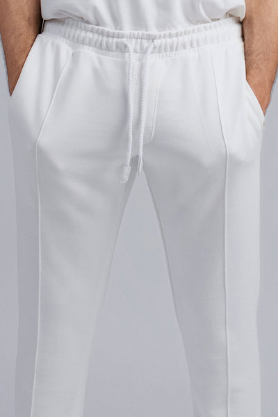 Double-knit cotton trousers with Crête detail and zipper cuffs
