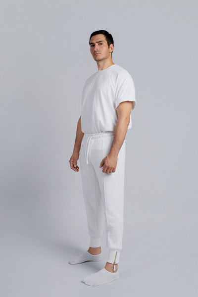 Double-knit cotton trousers with Crête detail and zipper cuffs
