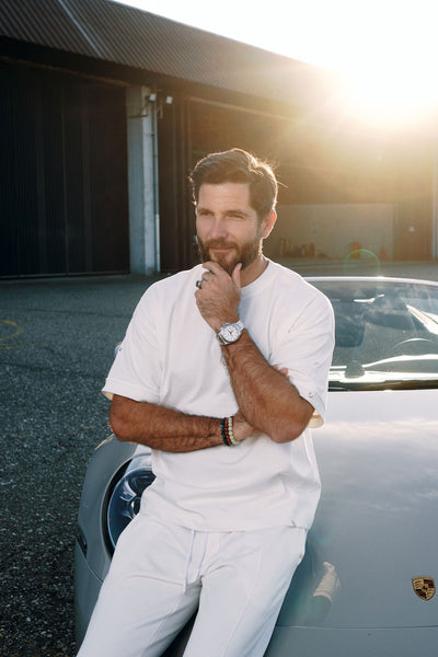 Double-knit cotton trousers with Crête detail and zipper cuffs