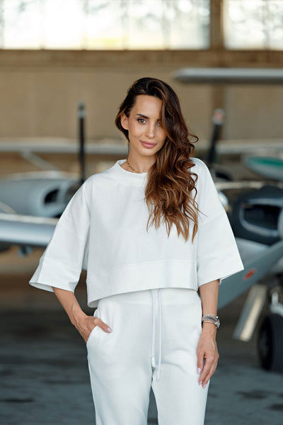 Cropped cotton T-Shirt with embroidery