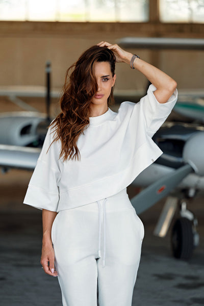 Cropped cotton T-Shirt with embroidery