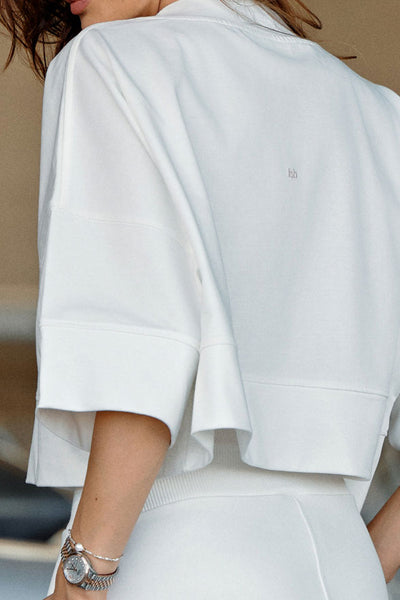 Cropped cotton T-Shirt with embroidery